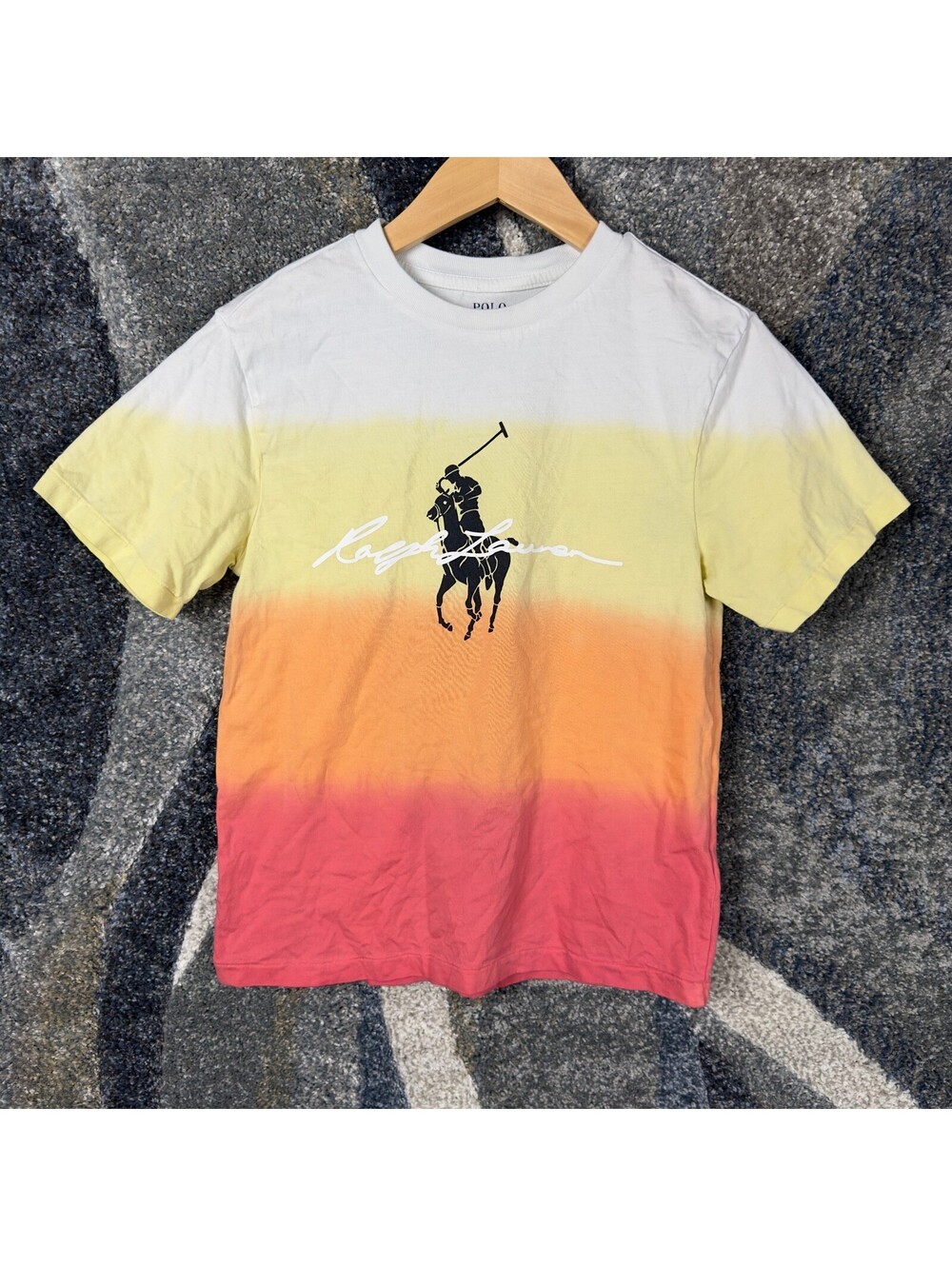 Polo Ralph Lauren Big Pony Tee Boys M 10-12 Ombre Dip Dye